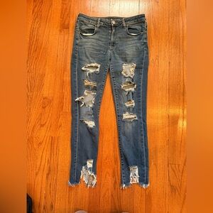 American Eagle Outfitters Ripped Blue Skinny Jeans